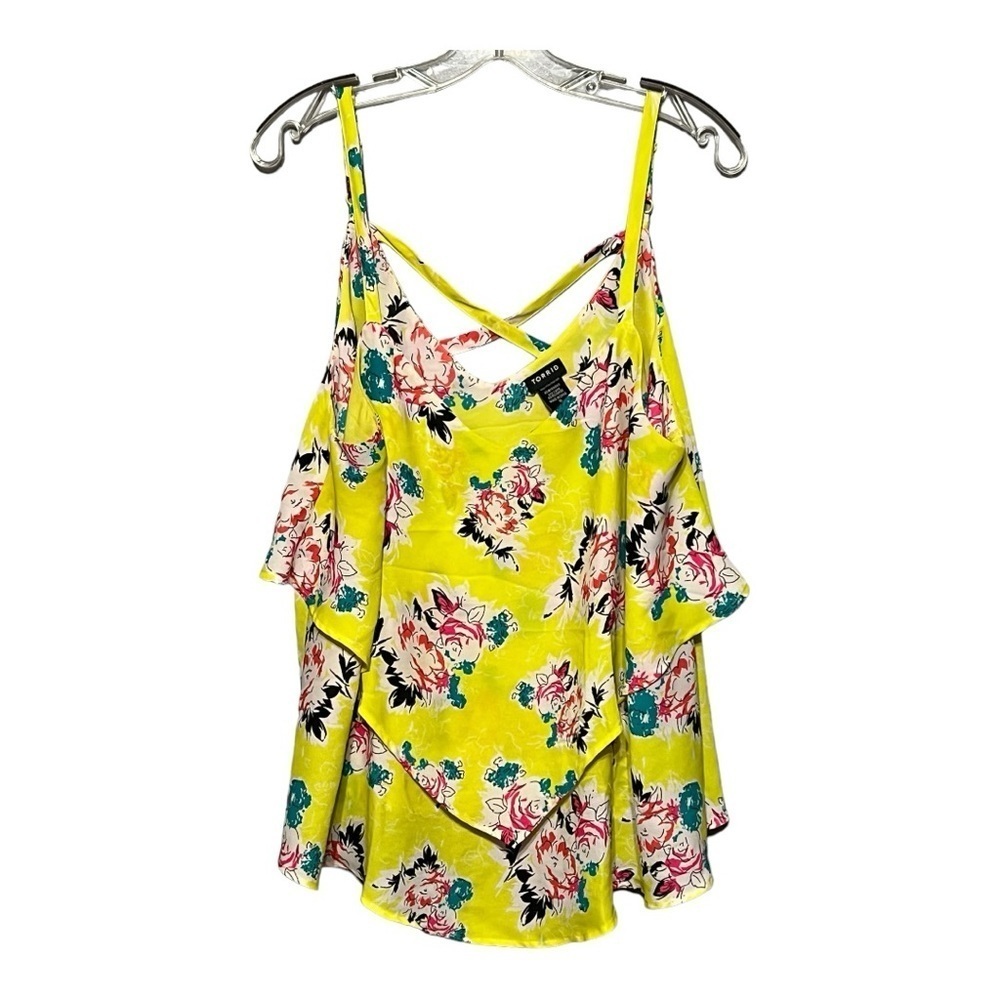 Torrid Georgette Cami Yellow Floral Tiered V-Neck Top  Size 0